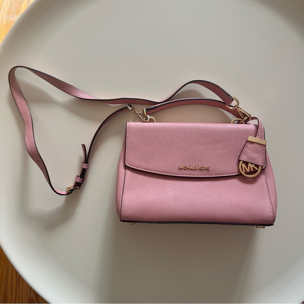 Michael Kors Ava Saffiano Leather Crossbody - Misty Rose - Picture 5 of 11